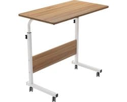 laptop-standaard, computertafel, bureau, laptoptafel, bijzettafel met wieltjes, in hoogte verstelbaar