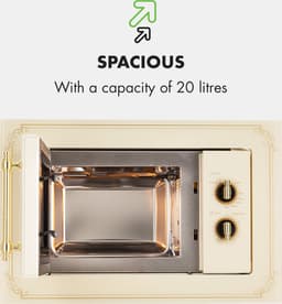 Klarstein Magnetron Victoria 20 inbouw retro, 20 L, 800 W Mikrowellen /1000 W grillvermogen, 3 Kombi functies, rvs, . Einbaurahmen, elfenbein - voor Keuken - Zwart - Microwave - Combimagnetron - Microgolfoven — thumbnail 3