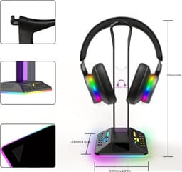 Livano Headset Standaard - Koptelefoon Hanger - Houder - Stand - Gaming - RGB Licht — thumbnail 5