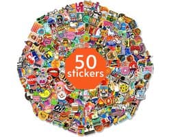 Mix van 50 coole stickers voor laptop, telefoon, skateboard, koelkast, koffer, douche etc. Hoge kwaliteit PVC Stickers, watervast en UV bestendig