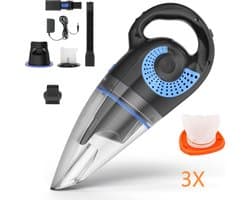 Moosoo Kruimelzuiger Snoerloos - Handstofzuiger - Nat&Droog - Sterke zuigkracht 8500PA met opzetstukken oplaadbaar - kruimeldieven- kruimeldief snoerloos- Kruimelzuiger draadloos -M4 3X- Zwart