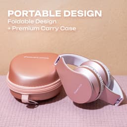 PowerLocus P1 Bluetooth Koptelefoon – Draadloos – Over Ear – Met Microfoon – Inklapbaar - incl. Hoes – Rose Gold — thumbnail 3