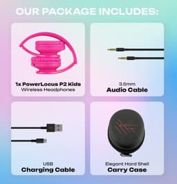 PowerLocus P2 draadloze Over-Ear Koptelefoon Inklapbaar koptelefoon voor kinderen - veilig volume van 85 dB - Bluetooth Hoofdtelefoon - Met microfoon — thumbnail 6