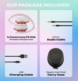 PowerLocus P2 draadloze Over-Ear Koptelefoon Inklapbaar koptelefoon voor kinderen - veilig volume van 85 dB - Bluetooth Hoofdtelefoon - Met microfoon — thumbnail 6