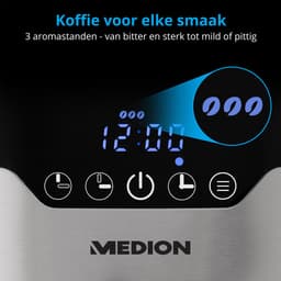 MEDION koffiezetapparaat met thermoskan en timer (filterapparaat, 8 kopjes, 1,2 liter, 900 watt, 3 standen, warmhoudfunctie, timer, anti-druppel, display, MD18458) roestvrij staal — thumbnail 2