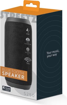 Streetz S250 Bluetooth Speaker - Bluetooth 5.3 - MicroSD kaart - USB playback - 3.5mm AUX-in - USB-C - Zwart — thumbnail 5