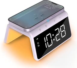 Caliber Wekker - Draadloze Oplader - Wake-up Light - Digitale wekker - Wekkers digitaal - Digitale klok - Paars (HCG019QI-PU) — thumbnail 1
