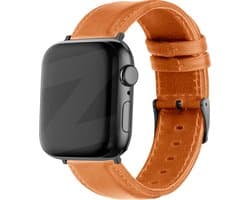 Bandz genuine leren band geschikt voorApple Watch Series 1/2/3/4/5/6/7/8/9/10/11/SE/SE2/SE3 - Maat: 38 / 40 / 41 / 42mm - Hoogwaardig leren materiaal smartwatch bandje - Lederen band met gespsluiting - bruin leren Apple Watch bandje