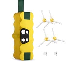PowerExtra 14.4V 4000 mAh Batterij Geschikt voor iRobot Roomba 500, 600, 700 & 900 Series - Vervangende Accu 14.4V 4000 mAh met 4 Borstels Geschikt voor Automatische Roomba Stofzuigers