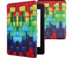 kwmobile e-reader hoesje geschikt voor Amazon Kindle Paperwhite 11. Generation 2021 hoes - E reader flip case met magnetische sluiting - Ereader cover - Regenboog Kusbussen design in meerkleurig / groen / blauw