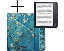 Hoes Geschikt voor Kobo Libra 2 Hoesje Bookcase Cover Book Case Hoes Sleepcover Trifold Met Screenprotector - Bloesem