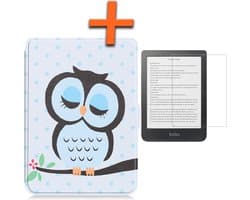 Hoesje Geschikt voor Kobo Clara HD Hoes Book Case - Hoes Geschikt voor Kobo Clara HD Hoesje Book Cover Met Screenprotector - Uil