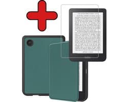 Hoes Geschikt voor Kobo Clara 2E - Met Screenprotector - Luxe E-reader Bescherm Case - Hoesje Book Cover - Donkergroen