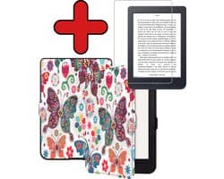 Hoes Geschikt voor Kobo Nia - Met Screenprotector - Luxe E-reader Bescherm Case - Hoesje Book Cover - Vlinders