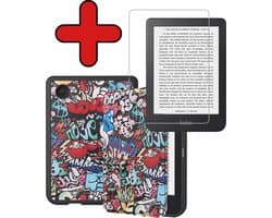 Hoes Geschikt voor Kobo Clara 2E - Met Screenprotector - Luxe E-reader Bescherm Case - Hoesje Book Cover - Graffity