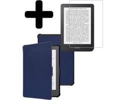 Hoes Geschikt voor Kobo Clara HD - E-reader Bescherm Hoesje Case Sleep Cover Met Screenprotector - Hoes Geschikt voor Kobo Clara HD Hoesje - Donkerblauw