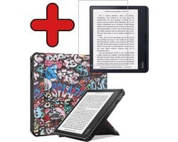 Hoes Geschikt voor Kobo Sage - Met Screenprotector - Luxe E-reader Trifold Case - Bescherm Hoesje Book Cover - Graffity