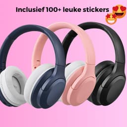 WiseQ ANC Kinderkoptelefoon – Roze Draadloze Koptelefoon Meisje – Active Noise Cancelling – 35u Bluetooth en Microfoon – Incl. 100+ Stickers — thumbnail 6
