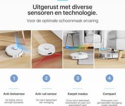 Avalect CleanSmart - Robotstofzuiger met dweilfunctie - Met laadstation - dweilrobot - Ideaal voor huisdieren - Lidar Laser - val & object detectie - Vloerdetectie - Met App - Wit — thumbnail 3