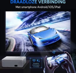 Mini Projector - Draagbaar Mini Beamer - Full HD 1920 X 1080 - 6000 lumen - 5000:1 Contrast - Met Ingebouwde Stereo Luidsprekers - Wifi, Bluetooth - TV Stick, TV Box, HDMI, USB, TF/SD Kaart, VGA, AV - 15,5 x 21 x 7 cm - Wit — thumbnail 1