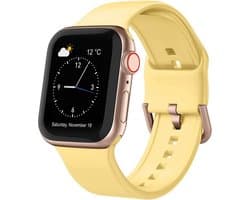 By Qubix - Geschikt voor Apple Watch bandje - Soft siliconen bandje met gespsluiting - Geel - Geschikt voor Apple Watch 38 mm / 40 mm / 41 mm / 42 mm - Smartwatch bandje