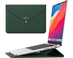 Monx 13 Inch Laptop Hoes, Hardcase, Duurzaam PU-leer, Spatwaterdichte Bescherming, Ingebouwde Muismat, Donker groen