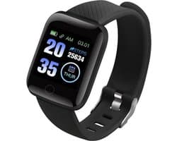 Black Smart Watch - Premium Stappenteller Horloge - Smart Watch - Activity Tracker - Smart Armband - Hardlopen - Fitness - Zwart