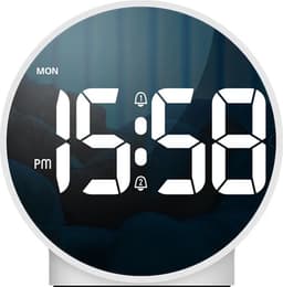 Digitale Wekker - Twee alarmen - Wit - Dimbaar - USB & AAA batterij - Voor volwassenen & kinderen - klok voor thuis in de slaapkamer en op vakantie - reiswekker & kinderwekker - alarmklok — thumbnail 2