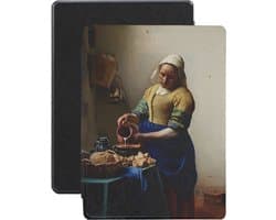 Lunso - Geschikt voor Kobo Aura H20 Edition 1 hoes (6.8 inch) - Vegan Saffiano Leren sleep cover - Vermeer Melkmeisje - (niet voor de Kobo Aura edition 1)