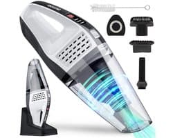 Auronic Kruimeldief - Handstofzuiger - Auto Stofzuiger - Kruimelzuiger - Snoerloos - Nat en Droog - HEPA Filter - Mini Stofzuiger - Donkergrijs - Met Opzetstukken