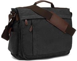 TAN.TOMI Laptoptas - Messenger bag - Schoudertas - Schooltas - Canvas Crossbody - A4 Laptoptas voor 15,6 Inch Laptop - Vintage Zwart