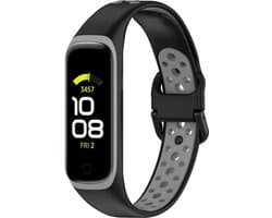 Siliconen Smartwatch bandje - Geschikt voor Samsung Galaxy Fit 2 sport bandje - zwart/grijs - Strap-it Horlogeband / Polsband / Armband