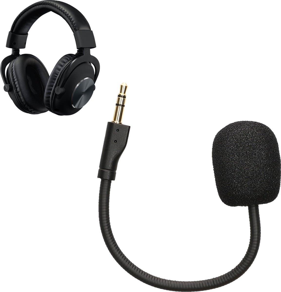 kwmobile microfoon voor gaming headset - geschikt voor Logitech G Pro X - 10 cm - In zwart — afbeelding 1
