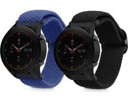 kwmobile Horlogebandjes geschikt voor Xiaomi Watch S4/S4 Sport/S3/S2/Watch S1 Active/Redmi Watch 5 Active - 2 x Nylon Smartwatch bandje in zwart / donkerblauw.