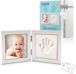 LUVION® Baby Fotolijstje met Klei Afdruk (Gipsafdruk baby) - Hand & Voet Afdruk - Geboorte cadeau - Kraamcadeau jongen / Kraamcadeau meisje — thumbnail 1