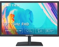 ANTTEQ F2145M - 22 inch Full HD Monitor – 75Hz – TN Paneel – 99% sRGB – Blauw Licht Filter – HDMI/VGA – VESA 100x100