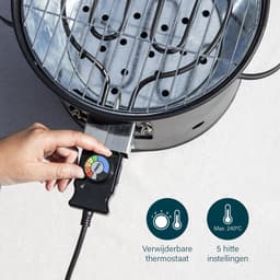 Houtskool BBQ - Princess 112240 Hybride Bucket Barbecue - Elektrische BBQ - Met en zonder houtskool te gebruiken - Park Barbecue - 1400W - Diameter 32cm - met serveerplank - bbq accesoires — thumbnail 3