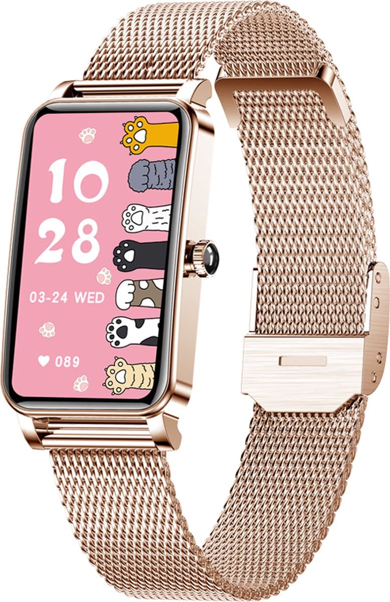 DrPhone Ai Hydro2 Smartwatch - Vrouwen / Dames Horloge – Hartslag / Bloeddruk & Zuurstof Metingen – Menstruatie- en slaapmonitor - Stappenteller - 12 sportactiviteiten - Rosegold — afbeelding 1