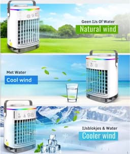 Portable Mini Airco - Air Cooler Met Verlichting - Energiezuinig - Airco Zonder Afvoerslang - Luchtkoeler - Nachtmodus - Draagbare Luchtkoeler — thumbnail 5