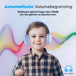 ATouch Kinderkoptelefoon Lite-Y – Volumebegrenzing - Koptelefoon kinderen – Microfoon – Bluetooth koptelefoon – Duurzaam – Blauw — thumbnail 3