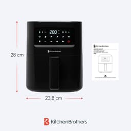 KitchenBrothers Mini Airfryer - 3,3 Liter - 1400W - PFAS-Vrij - 50ºC tot 200ºC - Kleine Heteluchtfriteuse voor 1, 2 en 3 Personen - 10 Kookprogramma's - Zwart — thumbnail 10