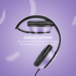 StayPowered Koptelefoon - Ingebouwde Microfoon - Lichtgewicht - Hoogwaardig Materiaal - Ademende Kussens - Paars/Zwart - 1,5m lange Snoer - Opvouwbaar en Draagbaar - 3,5mm Aansluiting - Levering Sneller dan Aangegeven! — thumbnail 2