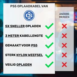 CS Oplaadkabel PS5 Controller – 3M – Nylon – Blauw – Geschikt voor PlayStation 5 — thumbnail 4