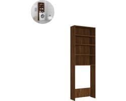 Wasmachine ombouw - Kast - Opbouwmeubel - Verhoger - Wasmachine meubel - Opbergkast - Hout - Bruin Eiken