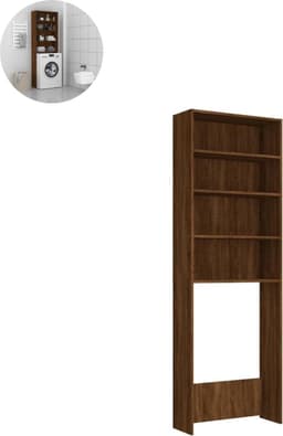 Wasmachine ombouw - Kast - Opbouwmeubel - Verhoger - Wasmachine meubel - Opbergkast - Hout - Bruin Eiken — thumbnail 1