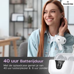 Soundvibe® Earbuds Pro Draadloos Met Air Noice Cancelling - Wit - Bluetooth - Hoofdtelefoon - Draadloze Oordopjes - USB C - Wireless Earphones - wireless pods - Oortjes — thumbnail 5