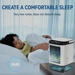 Eszenzics™ Mini Luchtkoeler - 3 ventilatorstanden - 7 kleuren met nachtlampje - Sterke koeling met 2 verstuivingsstanden - USB Power supply - Multifunctioneel - Draagbaar formaat 16.5x16.5x24cm — thumbnail 4