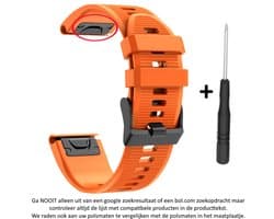 Oranje Siliconen horlogebandje geschikt voor Garmin Fenix 5 (& 5 Plus & Sapphire) / Forerunner 935/945 / Quatix 5 &5 Sapphire / Fenix 6 &6 Plus / Approach S60 & S62 / MARQ devices / D2 Delta – Quickfit Compatibel – 22 mm orange smartwatch band
