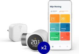 tado° Slimme Radiatorknop X Bundel - Starterskit - Slimme Thermostaatknop - incl. Matter Bridge - 2 Radiatorknoppen - werkt met Google Home, Alexa & Apple Homekit - Zwart/Wit — thumbnail 1