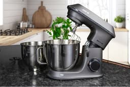 MPM Planetaire Keukenmachine met Accessoires - Keukenmixer met Twee Mengkommen van 7L - Keukenrobot - 2600W - Antraciet — thumbnail 3
